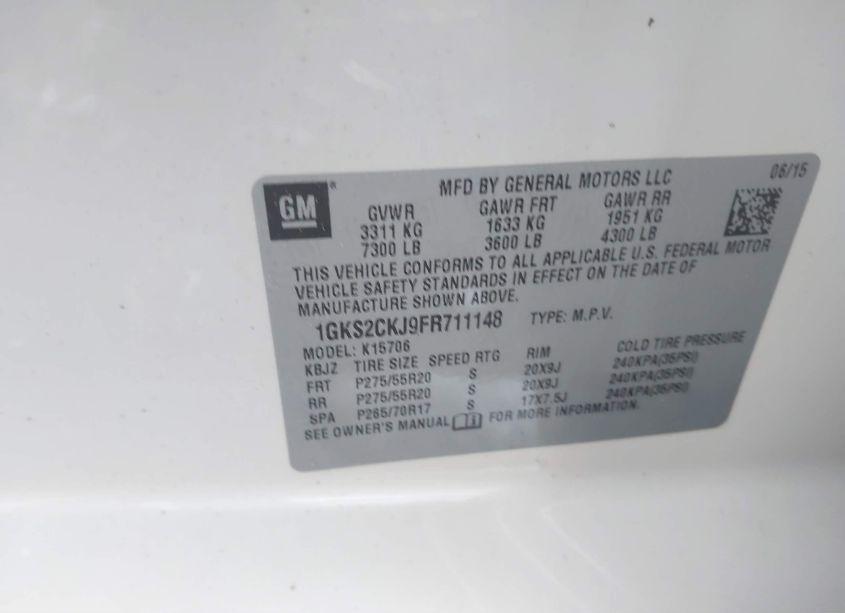 Photo 9 of 2015 Gmc Yukon DENALI (VIN 1GKS2CKJ9FR711148)