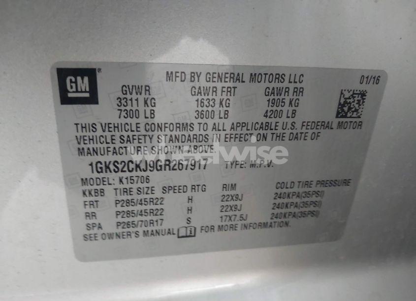 Photo 9 of 2016 Gmc Yukon DENALI (VIN 1GKS2CKJ9GR267917)