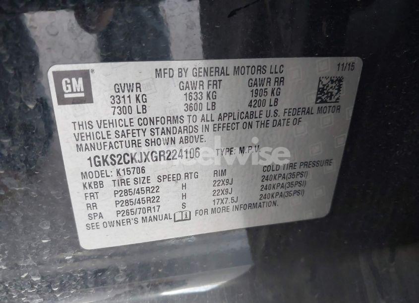 Photo 9 of 2016 Gmc Yukon DENALI (VIN 1GKS2CKJXGR224106)