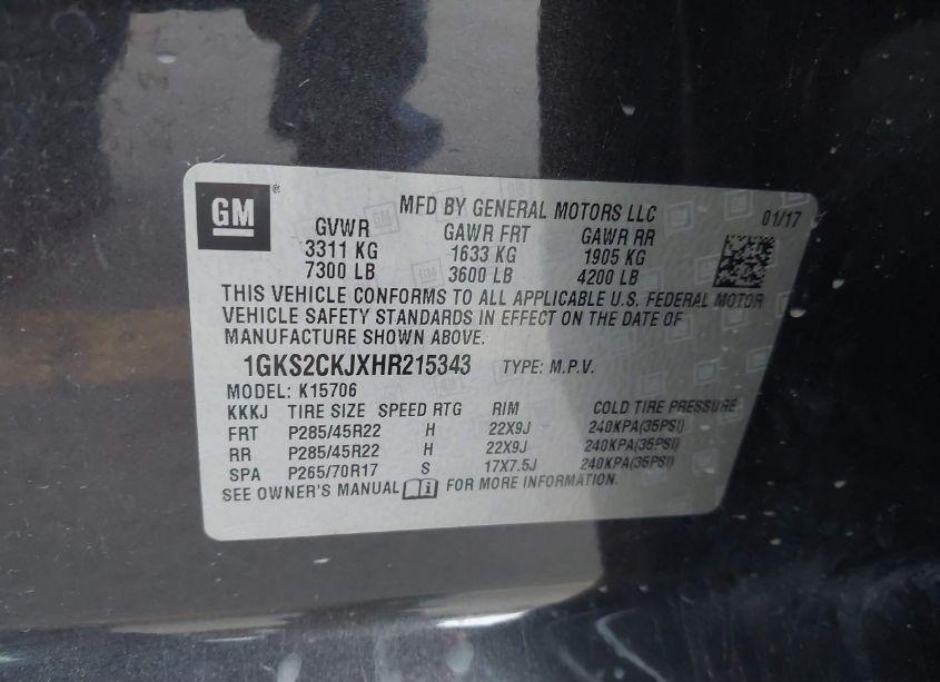 Photo 9 of 2017 Gmc Yukon DENALI (VIN 1GKS2CKJXHR215343)