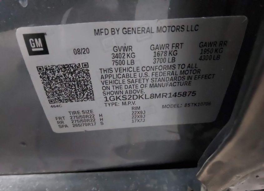 Photo 9 of 2021 Gmc Yukon 4WD DENALI (VIN 1GKS2DKL8MR145875)