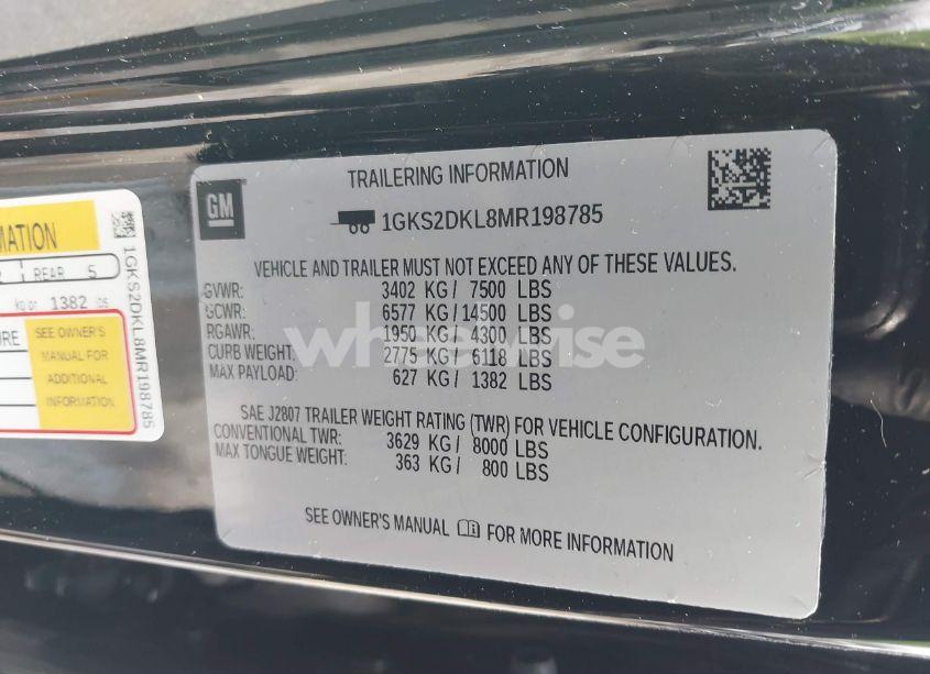 Photo 9 of 2021 Gmc Yukon 4WD DENALI (VIN 1GKS2DKL8MR198785)