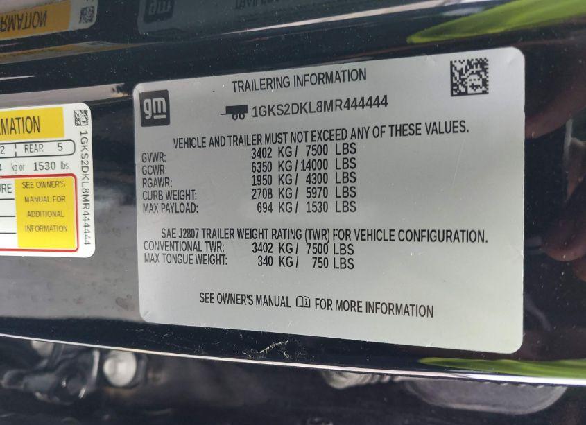 Photo 9 of 2021 Gmc Yukon 4WD DENALI (VIN 1GKS2DKL8MR444444)