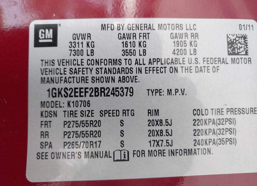 Photo 9 of 2011 Gmc Yukon DENALI (VIN 1GKS2EEF2BR245379)