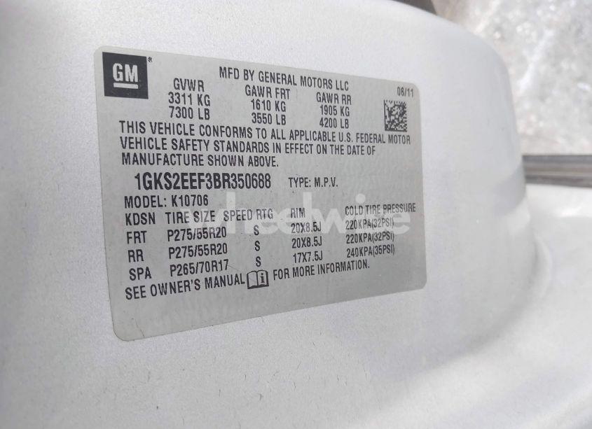 Photo 9 of 2011 Gmc Yukon DENALI (VIN 1GKS2EEF3BR350688)