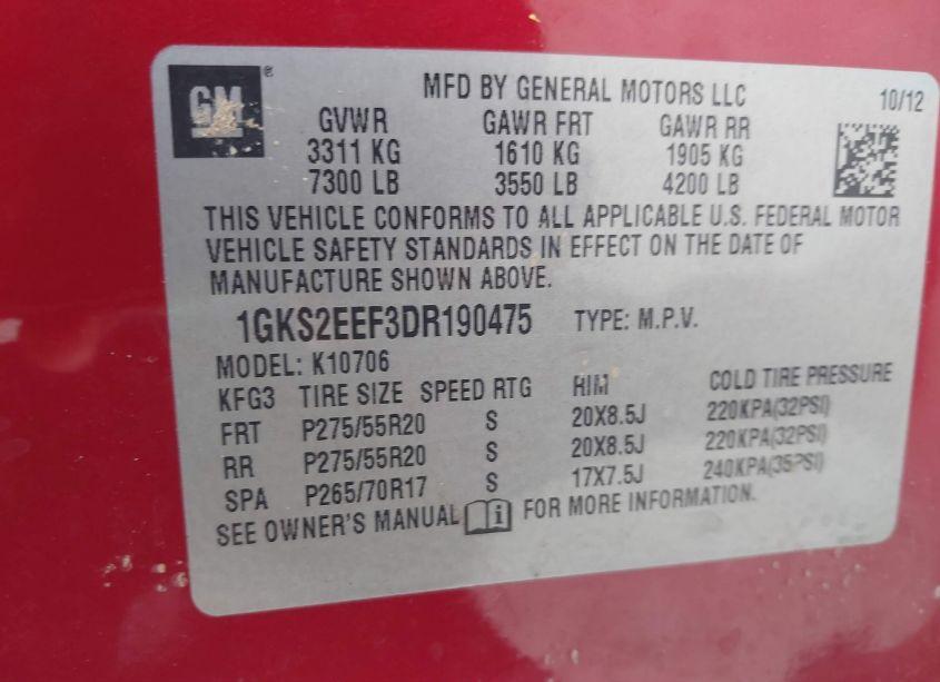 Photo 9 of 2013 Gmc Yukon DENALI (VIN 1GKS2EEF3DR190475)