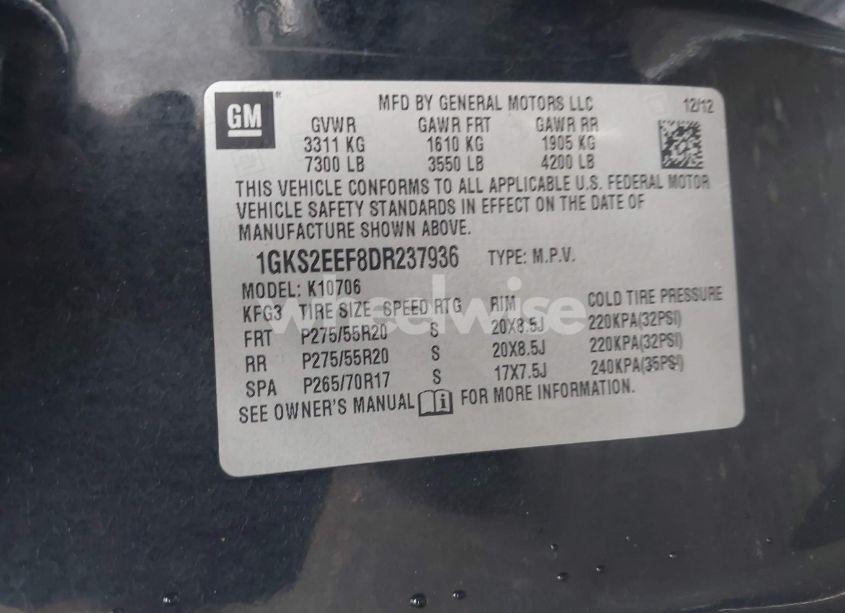 Photo 9 of 2013 Gmc Yukon DENALI (VIN 1GKS2EEF8DR237936)