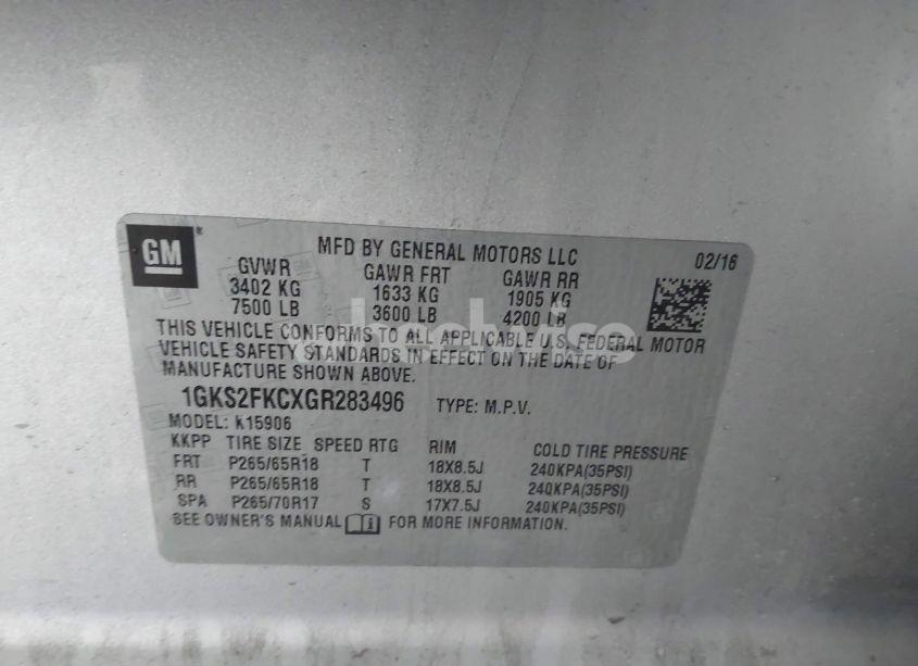 Photo 9 of 2016 Gmc Yukon XL SLE (VIN 1GKS2FKCXGR283496)