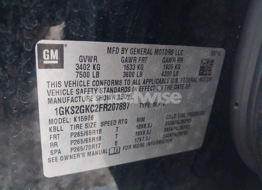 Photo 9 of 2015 Gmc Yukon XL 1500 SLE (VIN 1GKS2GKC2FR207887)