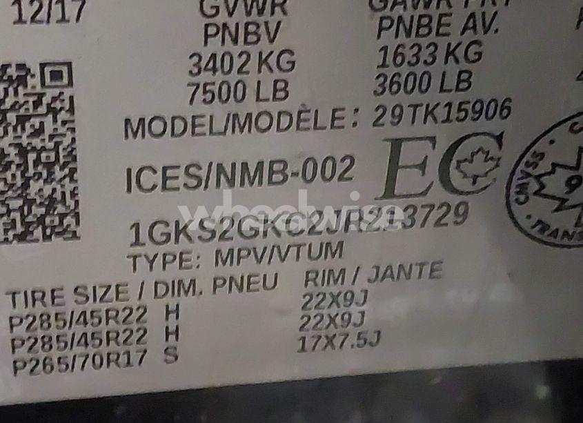 Photo 9 of 2018 Gmc Yukon XL SLT (VIN 1GKS2GKC2JR213729)