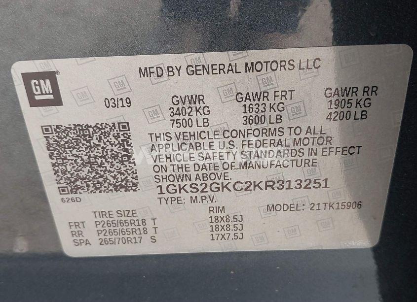 Photo 9 of 2019 Gmc Yukon XL SLT (VIN 1GKS2GKC2KR313251)