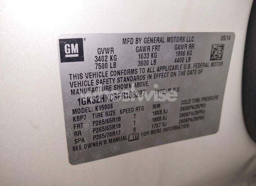 Photo 9 of 2015 Gmc Yukon XL 1500 SLT (VIN 1GKS2HKC3FR188207)