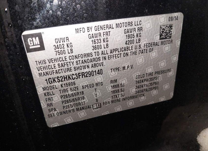 Photo 9 of 2015 Gmc Yukon XL 1500 SLT (VIN 1GKS2HKC3FR290140)