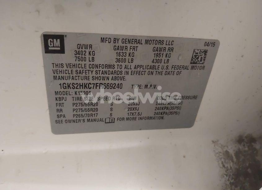 Photo 9 of 2015 Gmc Yukon XL 1500 SLT (VIN 1GKS2HKC7FR669240)