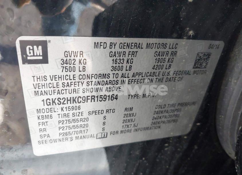 Photo 9 of 2015 Gmc Yukon XL 1500 SLT (VIN 1GKS2HKC9FR159164)