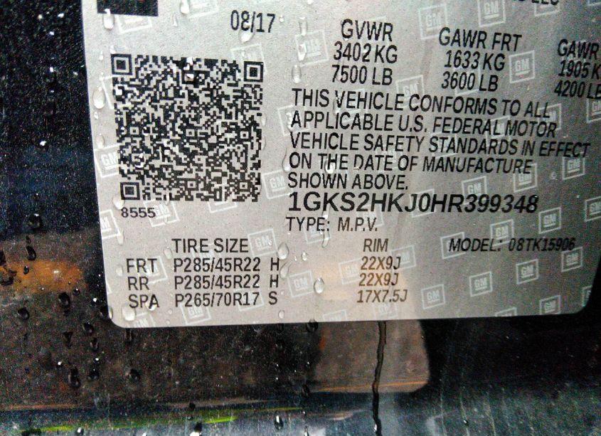 Photo 9 of 2017 Gmc Yukon XL DENALI (VIN 1GKS2HKJ0HR399348)