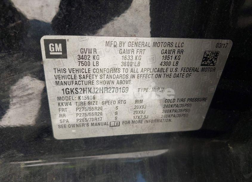 Photo 9 of 2017 Gmc Yukon XL DENALI (VIN 1GKS2HKJ2HR270169)