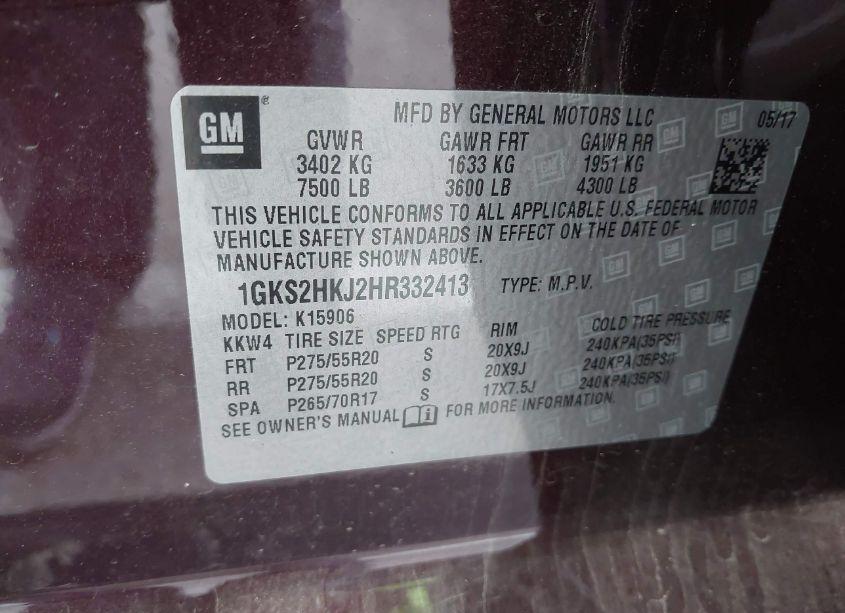 Photo 9 of 2017 Gmc Yukon XL DENALI (VIN 1GKS2HKJ2HR332413)