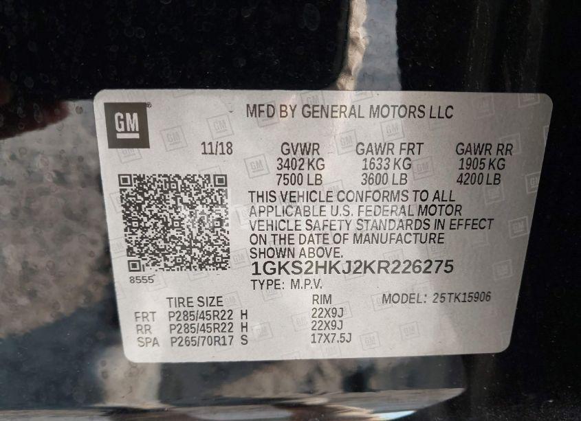 Photo 9 of 2019 Gmc Yukon XL DENALI (VIN 1GKS2HKJ2KR226275)