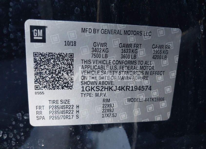 Photo 9 of 2019 Gmc Yukon XL DENALI (VIN 1GKS2HKJ4KR194574)