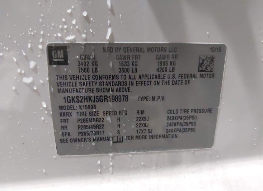 Photo 9 of 2016 Gmc Yukon XL DENALI (VIN 1GKS2HKJ5GR198978)