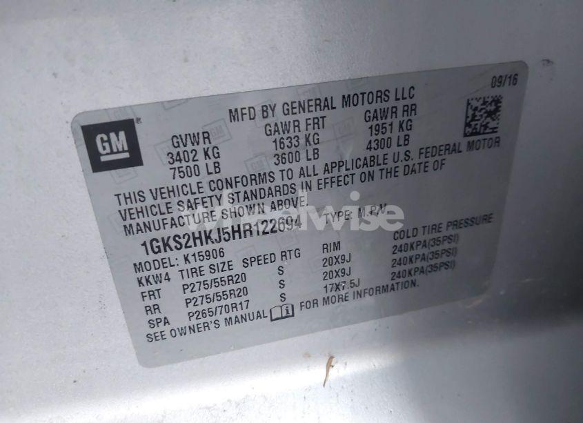 Photo 9 of 2017 Gmc Yukon XL DENALI (VIN 1GKS2HKJ5HR122694)