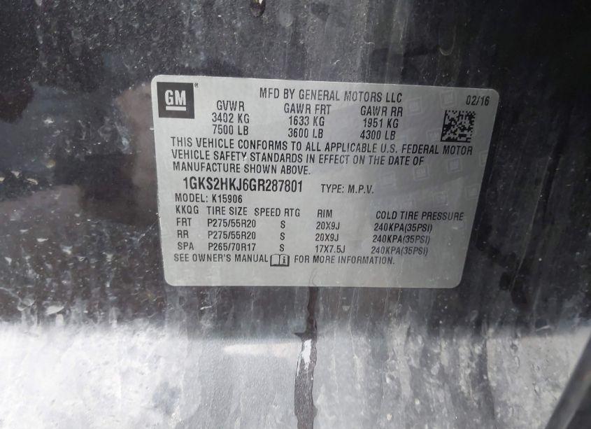 Photo 9 of 2016 Gmc Yukon XL DENALI (VIN 1GKS2HKJ6GR287801)