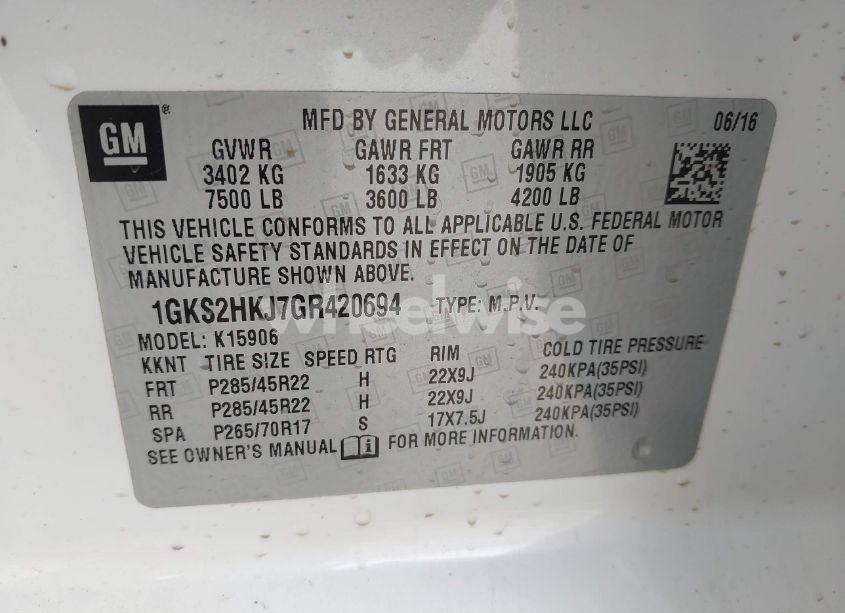 Photo 9 of 2016 Gmc Yukon XL DENALI (VIN 1GKS2HKJ7GR420694)