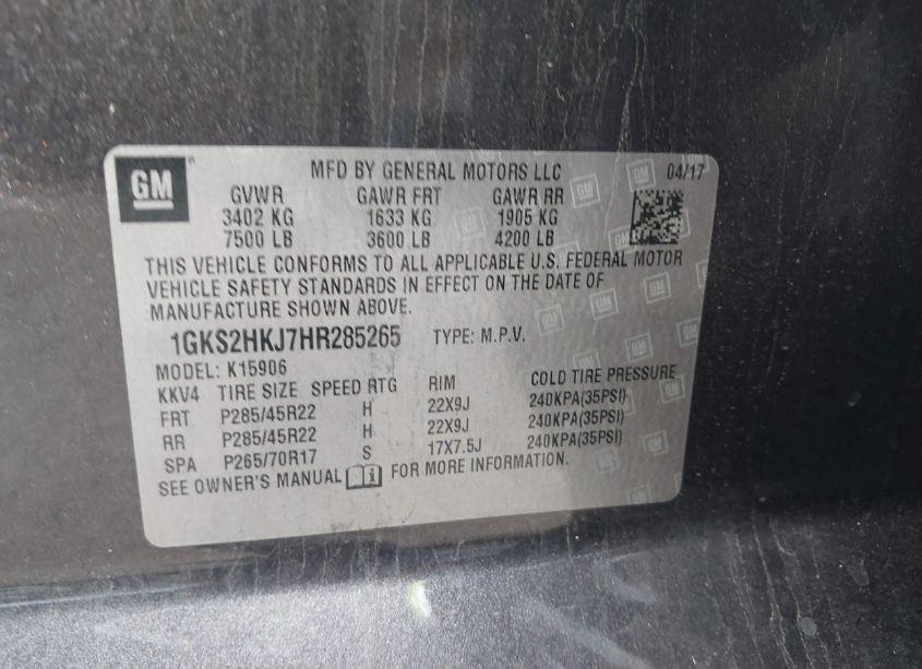 Photo 9 of 2017 Gmc Yukon XL DENALI (VIN 1GKS2HKJ7HR285265)