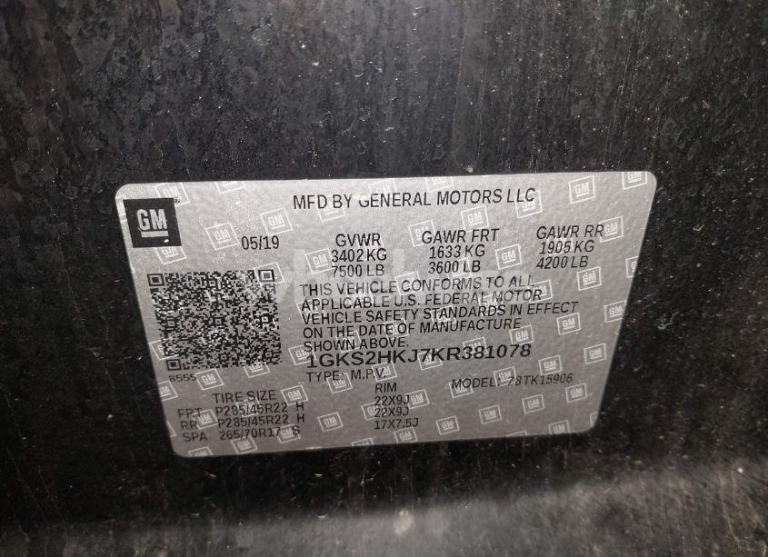 Photo 9 of 2019 Gmc Yukon XL DENALI (VIN 1GKS2HKJ7KR381078)