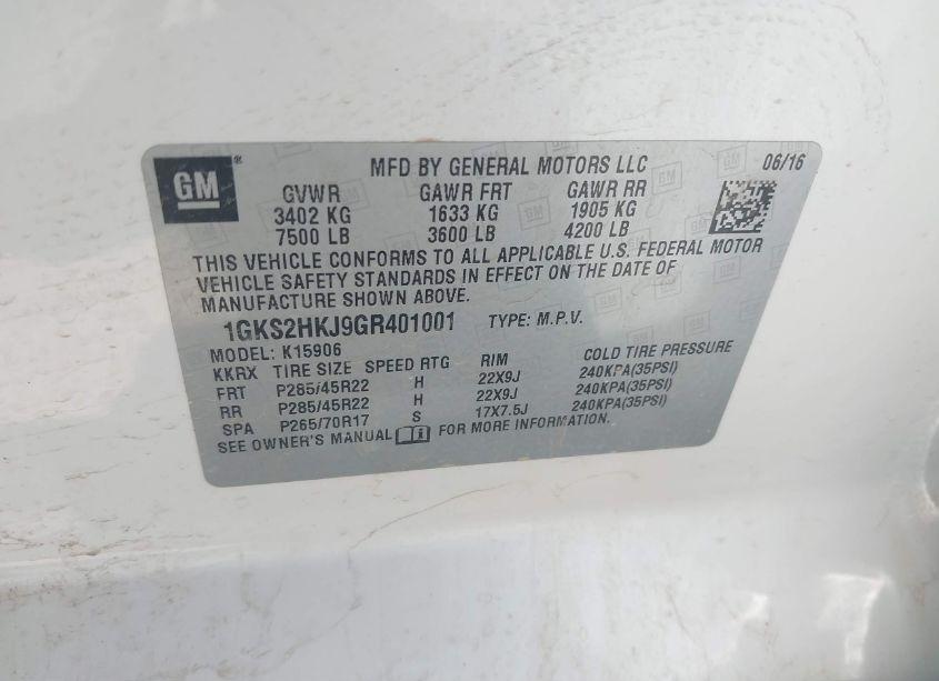 Photo 9 of 2016 Gmc Yukon XL DENALI (VIN 1GKS2HKJ9GR401001)