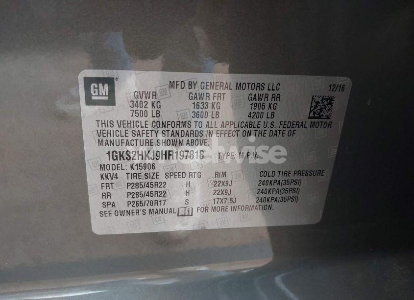 Photo 9 of 2017 Gmc Yukon XL DENALI (VIN 1GKS2HKJ9HR197818)