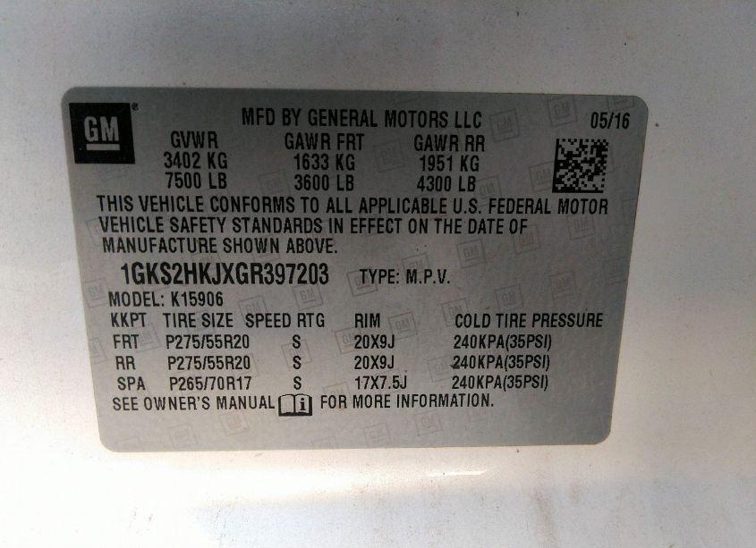 Photo 9 of 2016 Gmc Yukon XL DENALI (VIN 1GKS2HKJXGR397203)