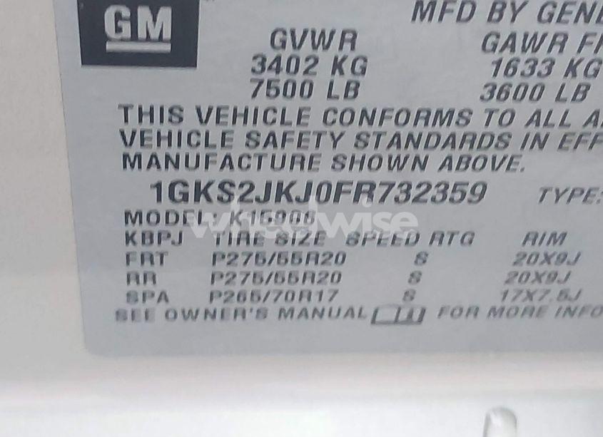 Photo 9 of 2015 Gmc Yukon XL 1500 DENALI (VIN 1GKS2JKJ0FR732359)