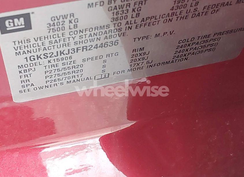 Photo 9 of 2015 Gmc Yukon XL 1500 DENALI (VIN 1GKS2JKJ3FR244636)