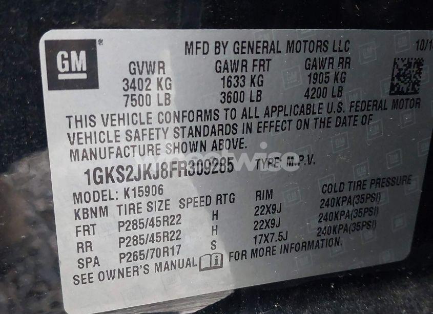 Photo 9 of 2015 Gmc Yukon XL 1500 DENALI (VIN 1GKS2JKJ8FR309285)