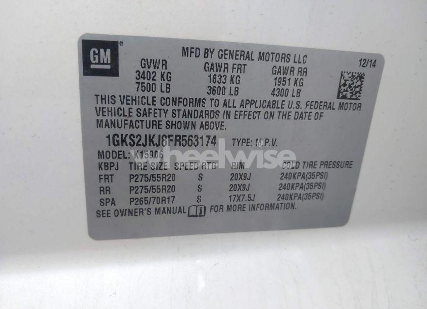 Photo 9 of 2015 Gmc Yukon XL 1500 DENALI (VIN 1GKS2JKJ8FR563174)