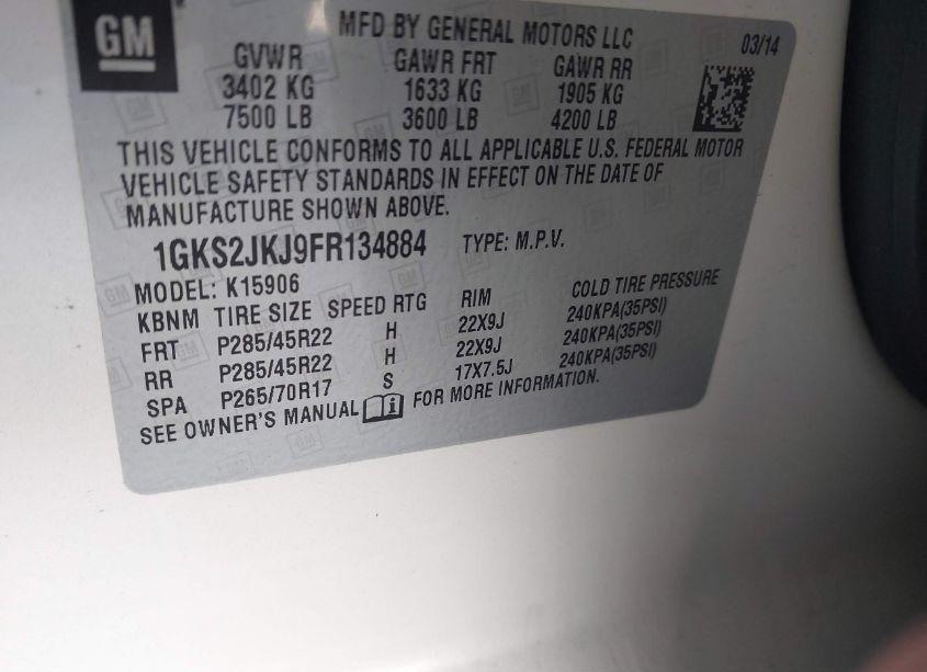 Photo 9 of 2015 Gmc Yukon XL 1500 DENALI (VIN 1GKS2JKJ9FR134884)