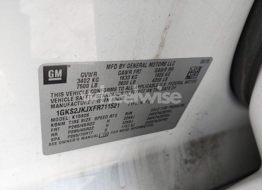 Photo 9 of 2015 Gmc Yukon XL 1500 DENALI (VIN 1GKS2JKJXFR711521)