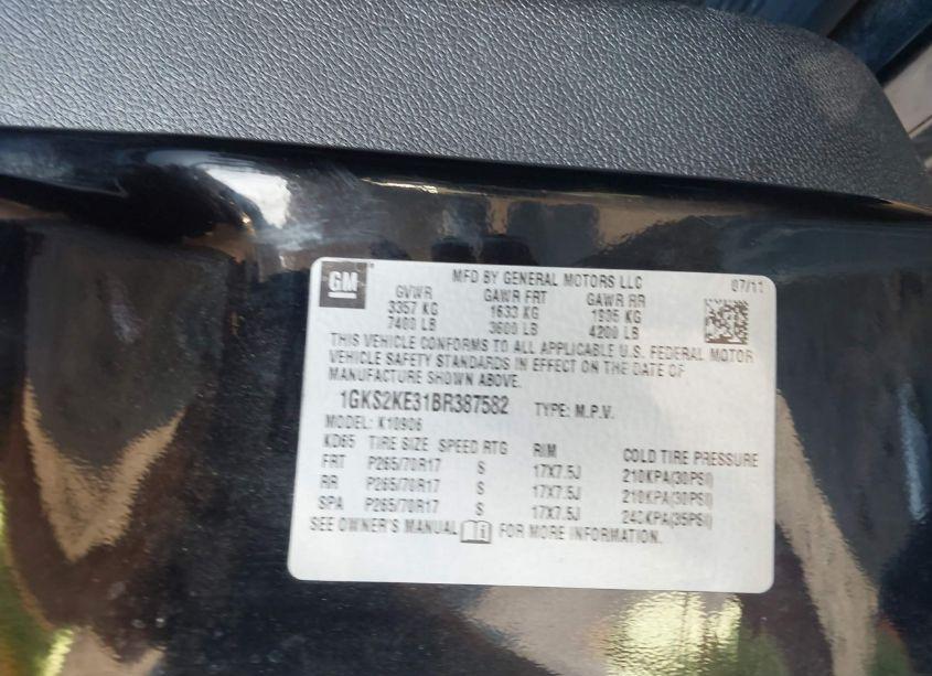 Photo 9 of 2011 Gmc Yukon XL 1500 SLT (VIN 1GKS2KE31BR387582)