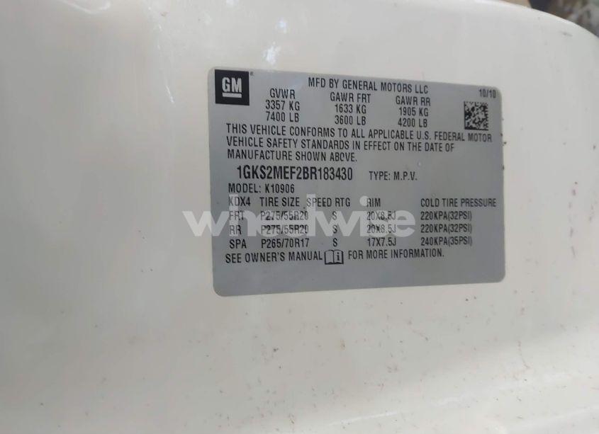 Photo 9 of 2011 Gmc Yukon XL 1500 DENALI (VIN 1GKS2MEF2BR183430)