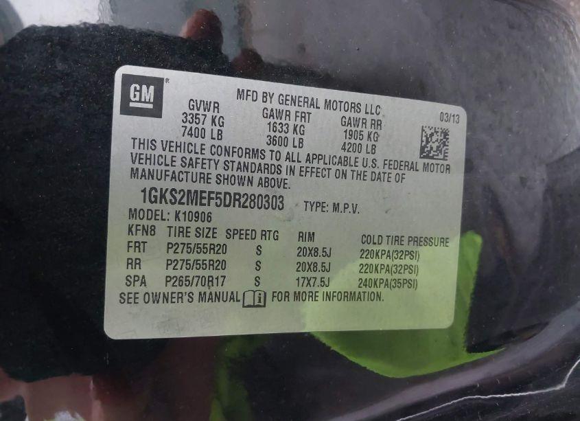 Photo 9 of 2013 Gmc Yukon XL 1500 DENALI (VIN 1GKS2MEF5DR280303)