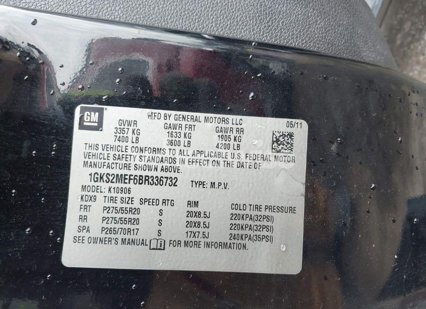 Photo 9 of 2011 Gmc Yukon XL 1500 DENALI (VIN 1GKS2MEF6BR336732)