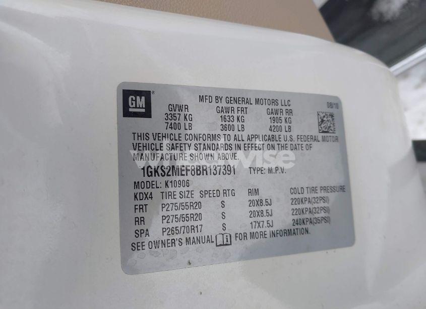 Photo 9 of 2011 Gmc Yukon XL 1500 DENALI (VIN 1GKS2MEF8BR137391)