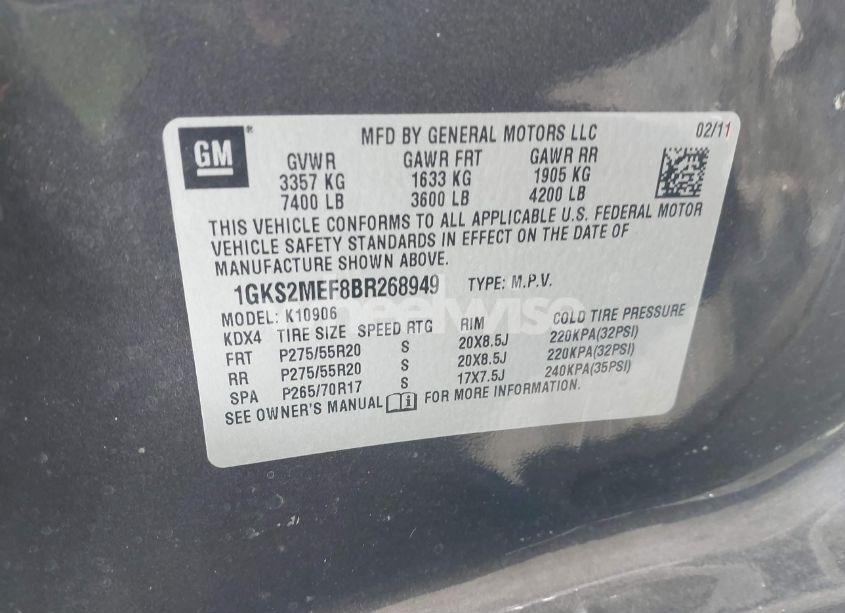 Photo 9 of 2011 Gmc Yukon XL 1500 DENALI (VIN 1GKS2MEF8BR268949)