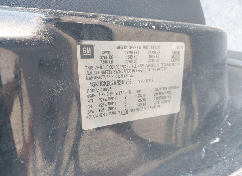 Photo 9 of 2010 Gmc Yukon XL 1500 SLT (VIN 1GKUCKE02AR218763)