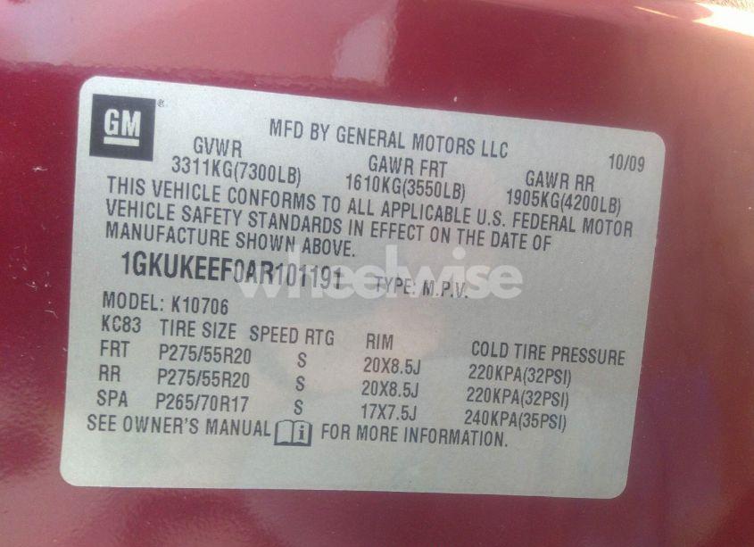Photo 9 of 2010 Gmc Yukon DENALI (VIN 1GKUKEEF0AR101191)
