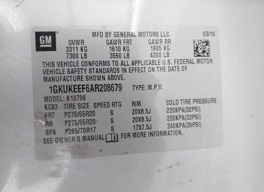 Photo 9 of 2010 Gmc Yukon DENALI (VIN 1GKUKEEF6AR208679)