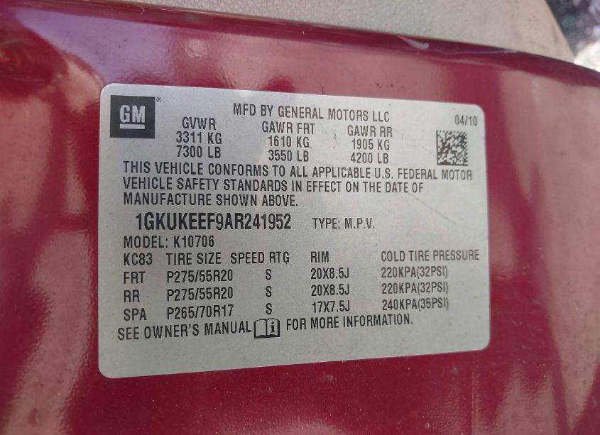 Photo 9 of 2010 Gmc Yukon DENALI (VIN 1GKUKEEF9AR241952)