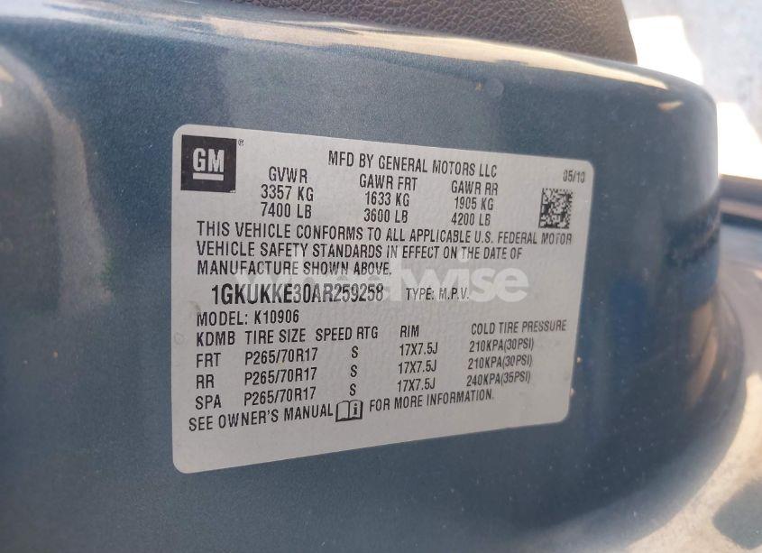 Photo 9 of 2010 Gmc Yukon XL 1500 SLT (VIN 1GKUKKE30AR259258)